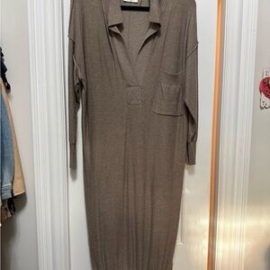 Brown Long Sleeve Knit Dress